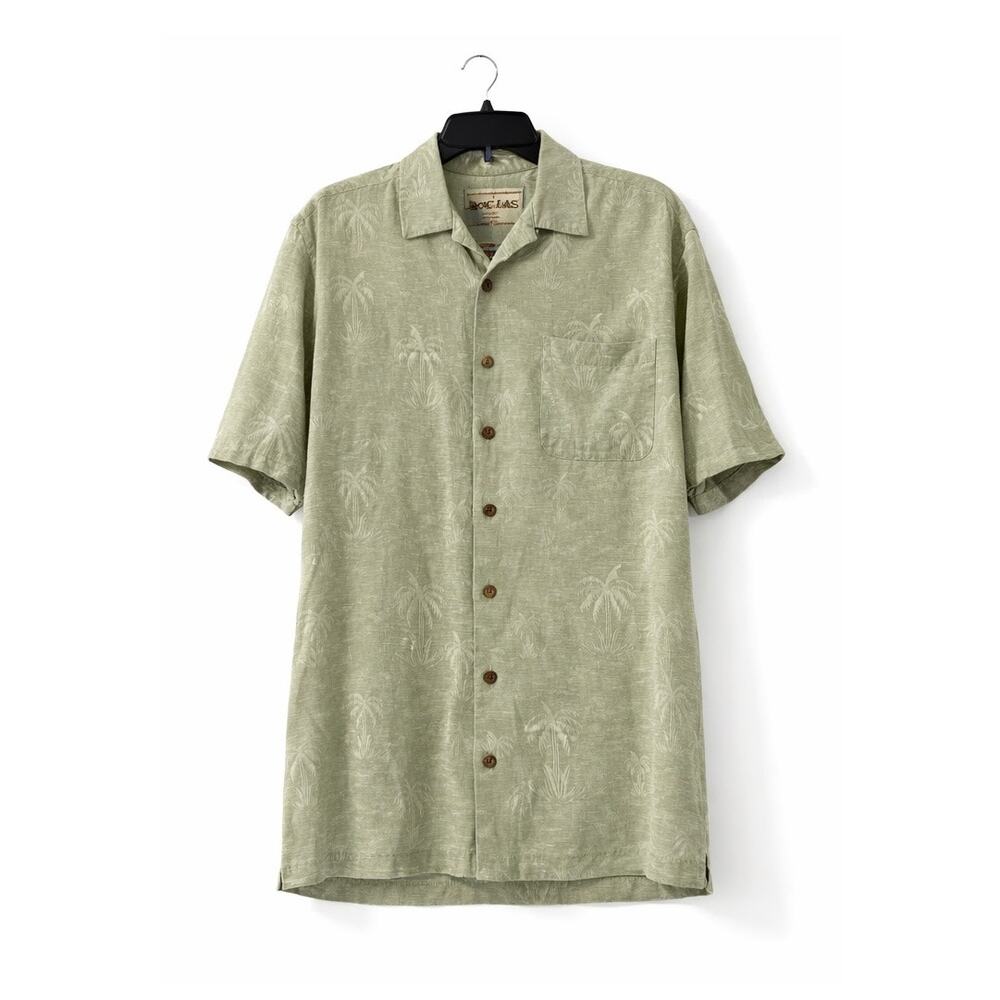 Boca Classics Mens M 100% Silk Palm Camp Shirt